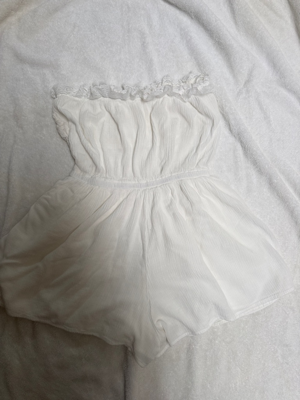 Strapless White Ruffled Romper - Picture 2 of 2